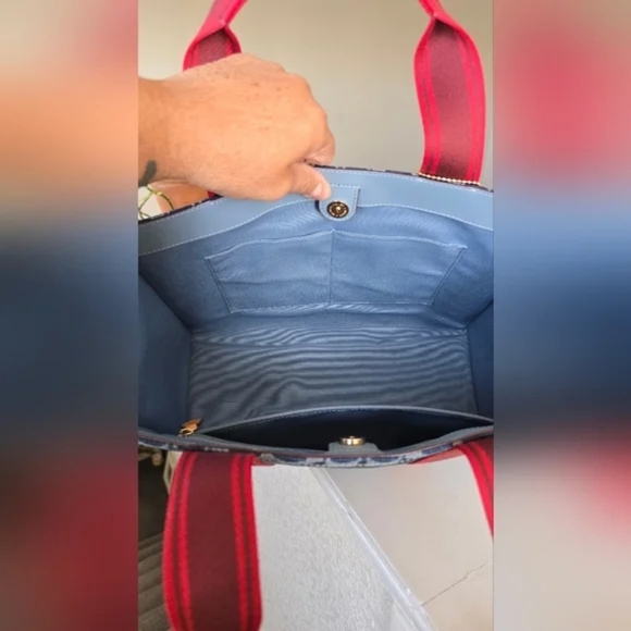 Coach Smith Tote Bag In Signature Denim Blue and Red With Dust Bag - Picture 11 of 15